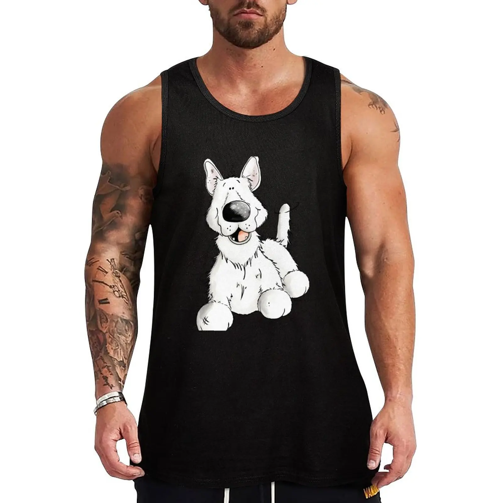 Белая майка для немецкой овчарки Мужская футболка с коротким рукавом