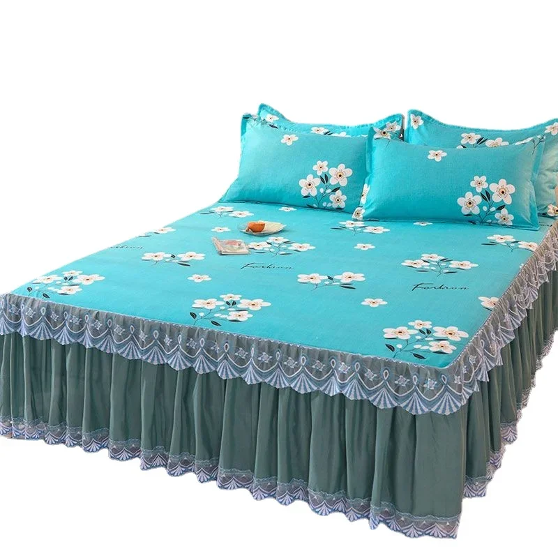 

Постельные юбки, хлопковое покрывало принцессы, покрывало с юбкой, постельное белье в европейском стиле США, двуспальный полный Королевский размер с 2 наволочками