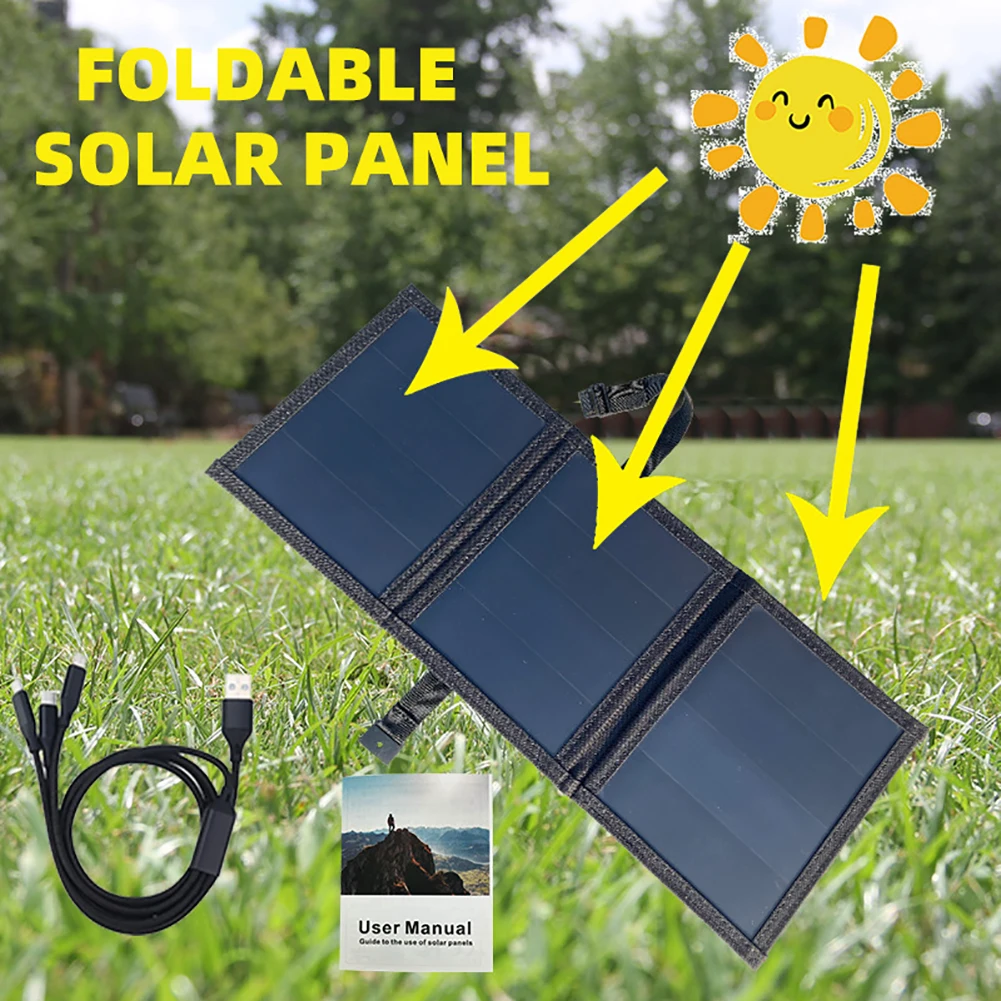 

5V 14W Solar Panel Foldable Solar Photovoltaic Cells USB Charger Portable Outdoor Mobile Phone Power Bank for Camping Hiking