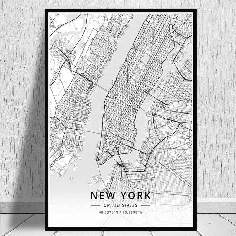 

Map of the World Modern City Maps posters and prints Wall Pictures For Living Room Vintage Poster Decorative Home Decor