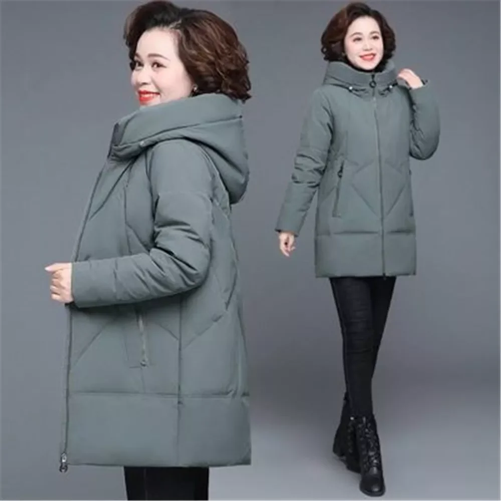 

New2022 Coat 2021 Middle-aged Mother New Cotton padded Jacket Long Hooded Parka Plus size 5XL Female Windproof Loose Warm Outwea