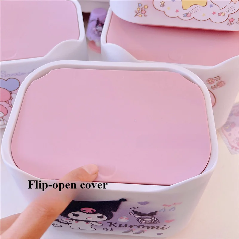 Милая настольная корзина для мусора Sanrio Kuromi Melody с откидной крышкой милая