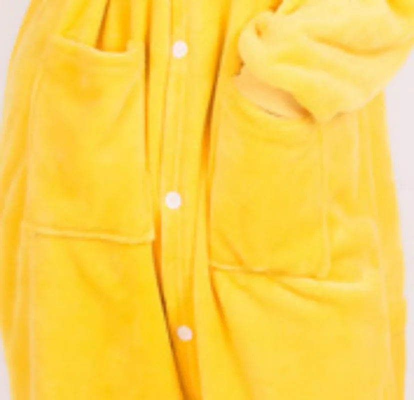 Lady's Winter Warm Thin Animal Cartoon One-Piece Pajamas Polyester Comfortable Cute Length To The Ankle Yellow Cosplay Clothes