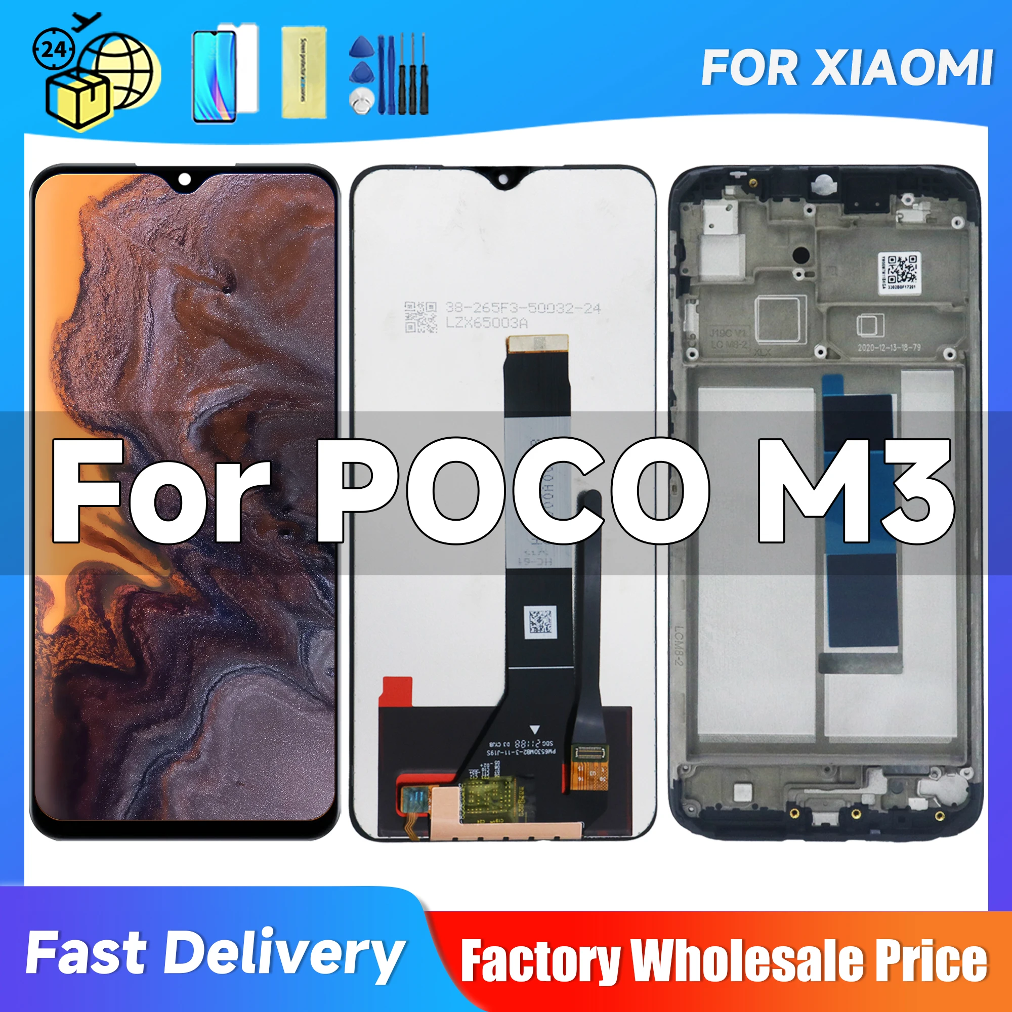 6 53-дюймовый ЖК-дисплей Для Xiaomi POCO M3 Redmi 9T Емкостный Сенсорный Экран Замена
