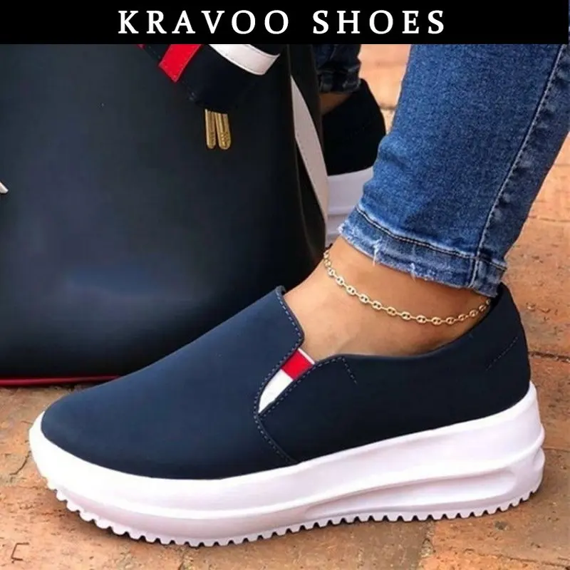 

KRAVOO Platform Women Shoes Wedges Mesh Female Shoes Mixed Colors Women's Casual Shoes Slip-on Loafers Plus Size 35-43 2023