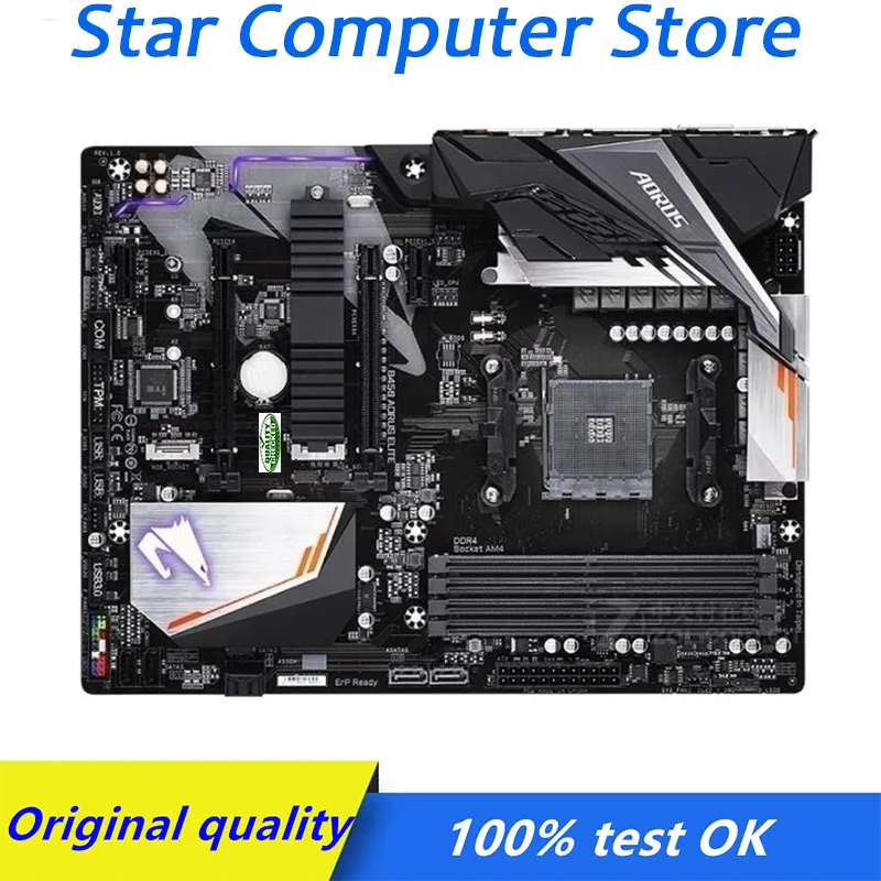 

For AMD B450 B450M For Gigabyte GA B450 AORUS ELITE Socket AM4 Motherboard DDR4 Computer SATA3 M.2 SSD Desktop Mainboard Used