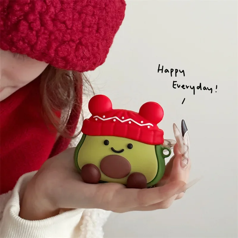 Милый рождественский чехол с авокадо для AirPods 4 Airpod 1 2 3 Pro Pro2 Bluetooth-наушники