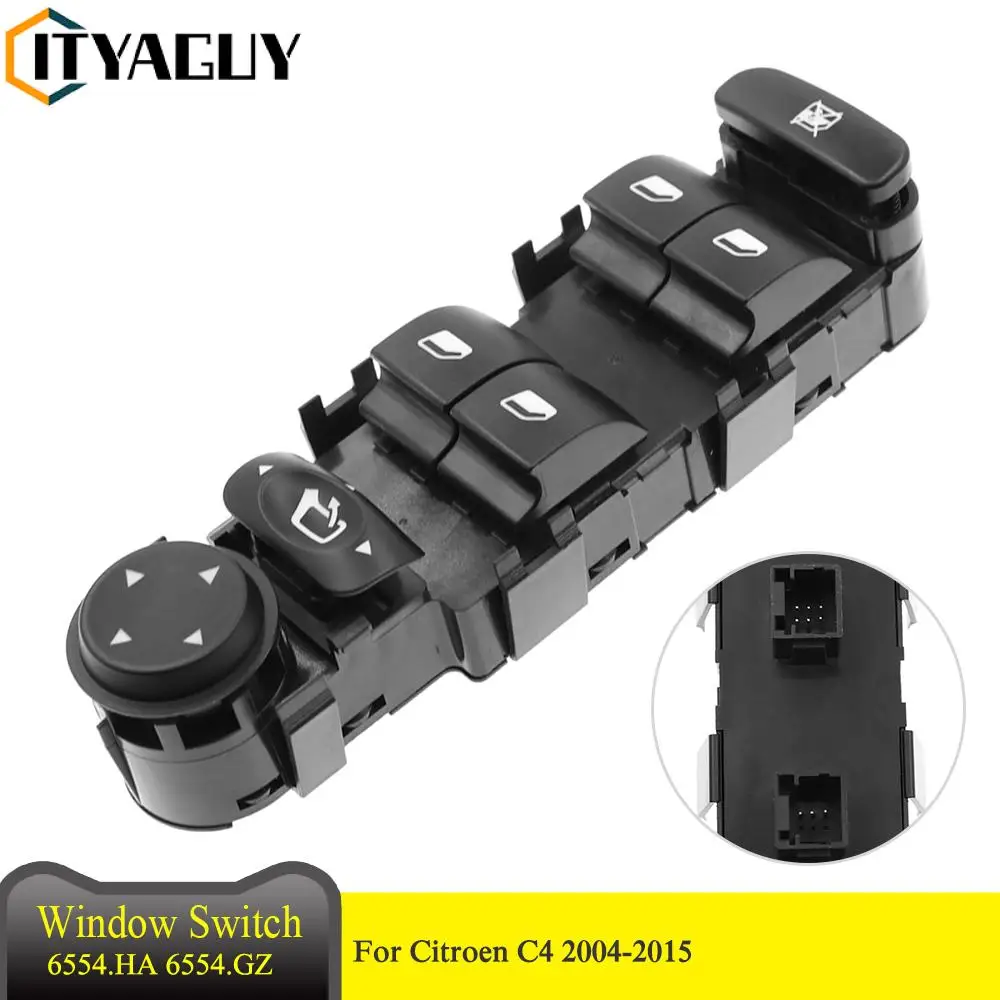 

6554 GZ 6554.GZ Front Left Driving Car Master Lifter Window Mirror Switch Panel For Citroen C4 2004-2010 6554.HA 6554 HA 6554HA