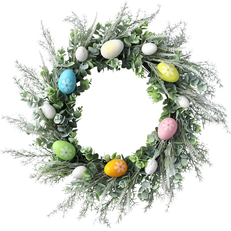 

Easter Wreath with Easter Eggs for Front Door Wall Garden Spring Easter Decoration