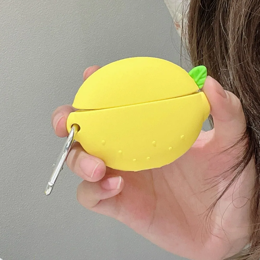 Милый 3D желтый лимонный силиконовый чехол для наушников Apple Airpods 1 2 мультяшный Air