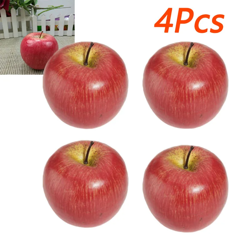 

Decor Home High quality Artificial Fake Kitchen Plastic Fruit Foods Party Decoration prop Red 4pcs Fruit Display Hot