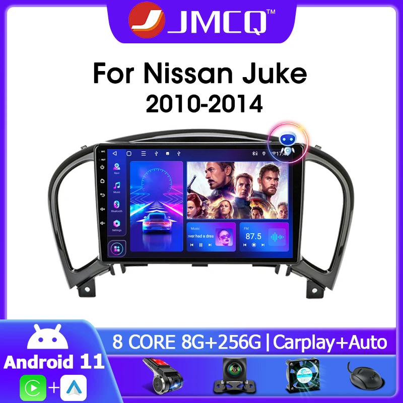 JMCQ-Radio Multimedia con GPS para coche, Radio con reproductor, 9 pulgadas, 4G + WiFi, 2Din, DSP, Android 10,0, para Nissan Juke YF15 2010-2014