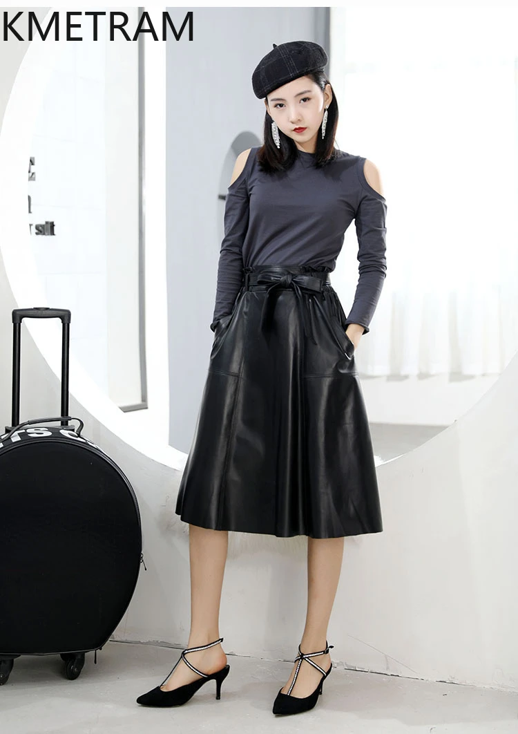 Юбка KMETRAM из натуральной овечьей кожи женские длинные юбки Осенняя женская
