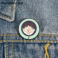 lotus flower printed pin custom funny brooches shirt lapel bag cute badge cartoon cute jewelry gift for lover girl friends