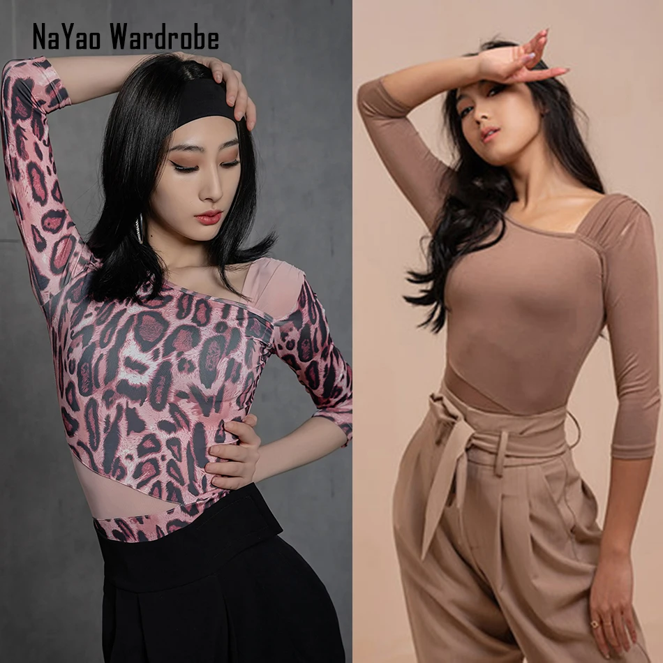 Женские топы для латиноамериканских танцев с рукавом до локтя бальных Танцев