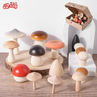 15pcs mushrooms children wooden montessori educational toys simulation pretend house play for kids kitchen food game