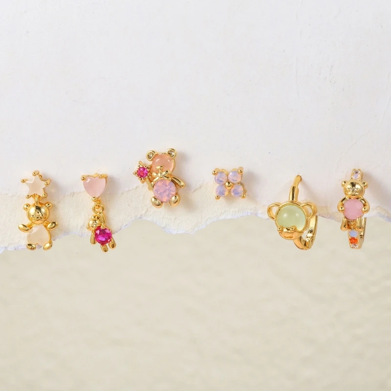 

Набор серег-гвоздиков Y4QE в виде медведя из циркона для женщин, милый позолоченный микро-набор, циркониевые серьги в виде медведя, модные эстетические ювелирные изделия