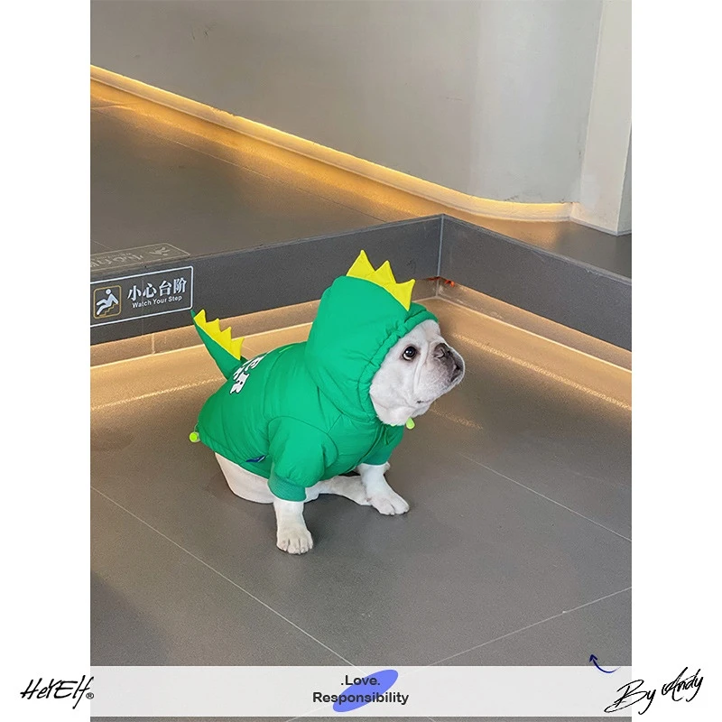 

Dog clothes Pet Fadou cotton padded clothes Bago West Highland Dinosaur cotton padded clothes are warmer than bears in winter