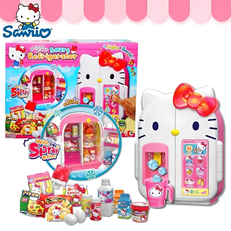 

Sanrio Hello Kitty Mini Refrigerator Family Child Simulated Kitchen Toy Role Playing Pretend Cooking Interactive Play Kid Gift