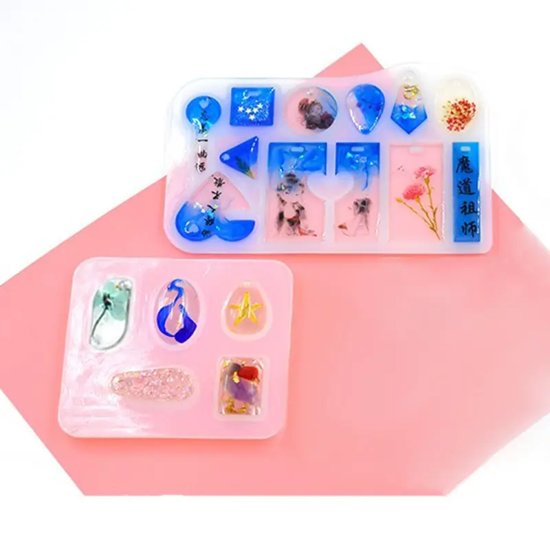

Silicone Mold Star Heart Round Bow Bone Rectangle Paw Charm Mold Resin Pendant Making Silicone Pendant