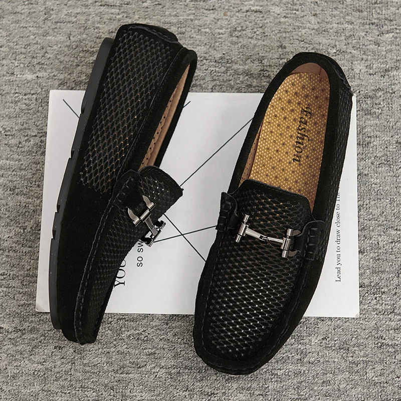 

Mens Loafers Summer Breathable Casual Men shoes Luxury Brand High Quality Leather Moccasins Comfy Slip-on Light Driving Shoes