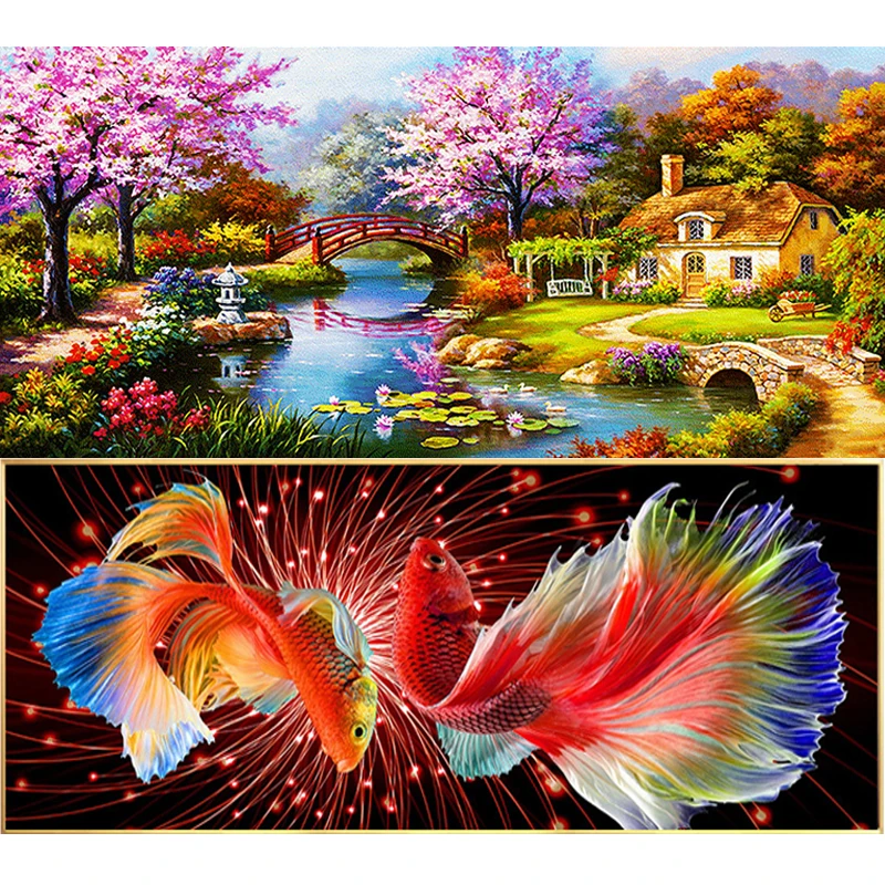 

5D DIY Diamond Painting Landscape Goldfish Rhinestone Picture Full Square/Round Diamond Embroidery Mosaic Home Decoration Gift
