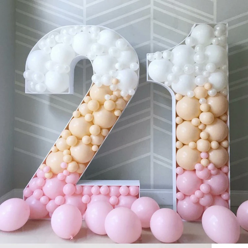 

75cm Large 1 2 3 4 5 Balloon Filler Box Holder Diy Baby Birthday Organic Mosaic Digital Decorative Balloon Holder Anniversary