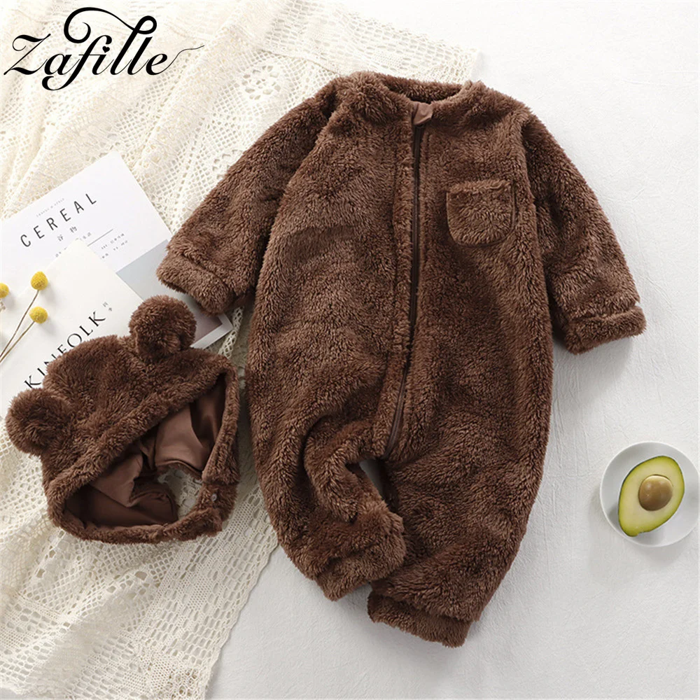 ZAFILLE детские комбинезоны на молнии Зимняя флисовая одежда для сна новорожденных