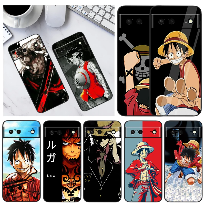 

Japanese One Piece Cute Phone Case For Google Pixel 7 6 Pro 6A 5A 5 4 4A XL 5G Black Shell Soft Cover Fundas Coque Capa