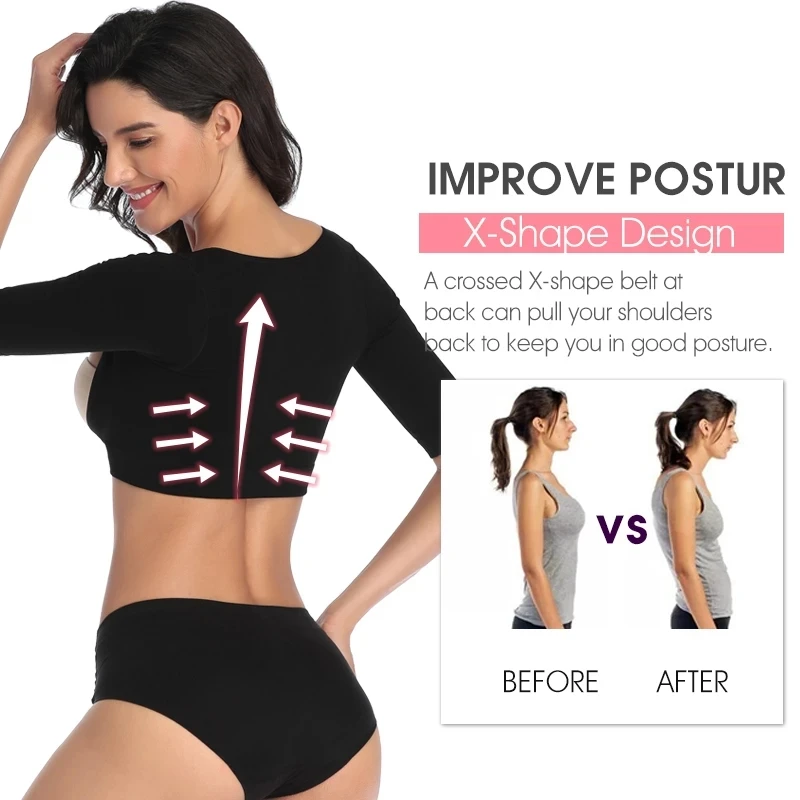 Women Post Surgical Chest Corrective Lifting Sleeves Humpback Back Shoulder Posture Corrector Top Arm Corset Shapers Underwear
