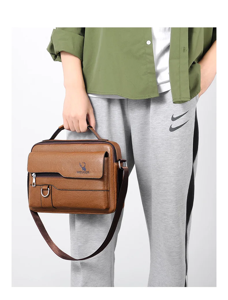 Men's Handbag Business Should Bags Briefcase Large Capacity Ipad Bag Letter Cartoon Casual Portable Messenger Retro Black Brown