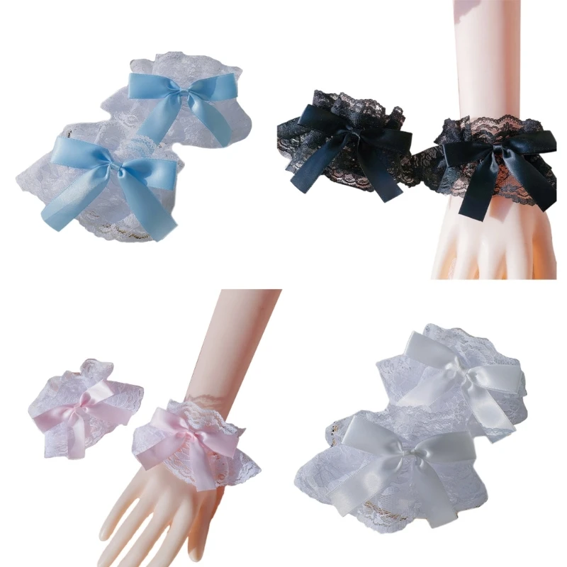 

Декоративные манжеты для косплея горничной со съемными манжетами и бантом D5QB