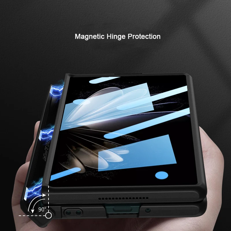 GKK Magnetic Hinge Shockproof Hard Plastic Leather Cover for Xiaomi Mix Fold 2 Front Glass Protector Film Kickstand Bracket Case