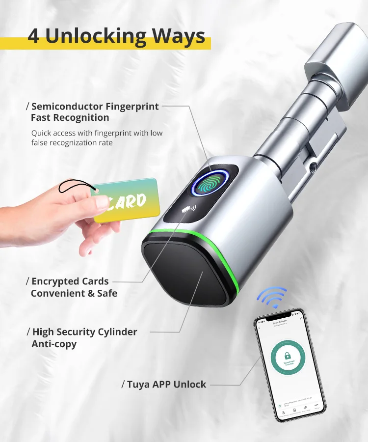 Pаспродажа Дверной смарт-замок Европейский профиль без ключа, электронный центральный замок с дистанционным управлением через приложение, с дактилос...