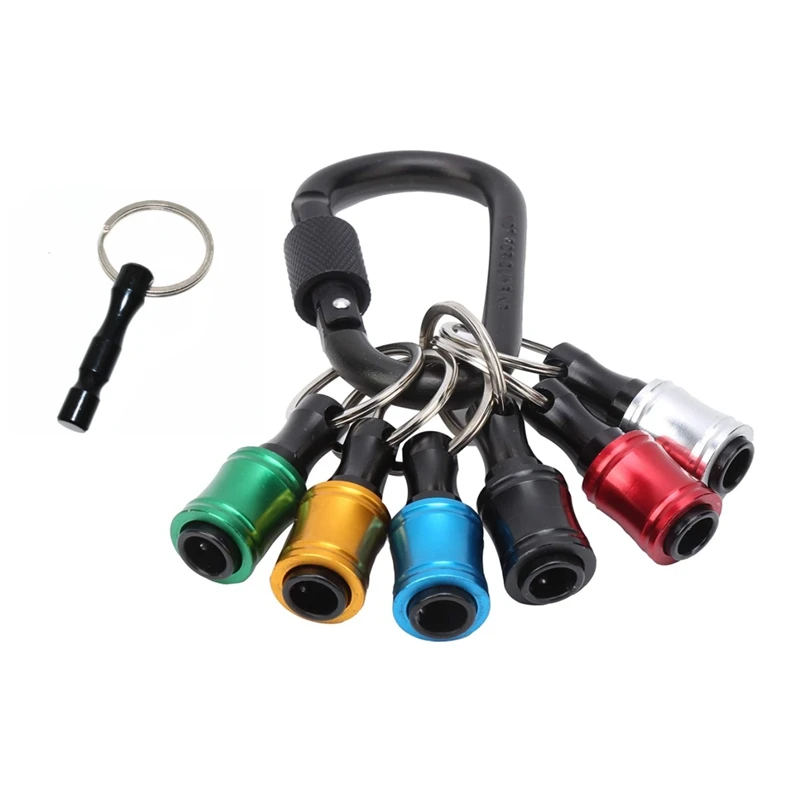 

7 Pcs 1/4Inch Hex Shank Aluminum Alloy Screwdriver Bits Holder Extension Bar Drill Screw Adapter Change Keychain
