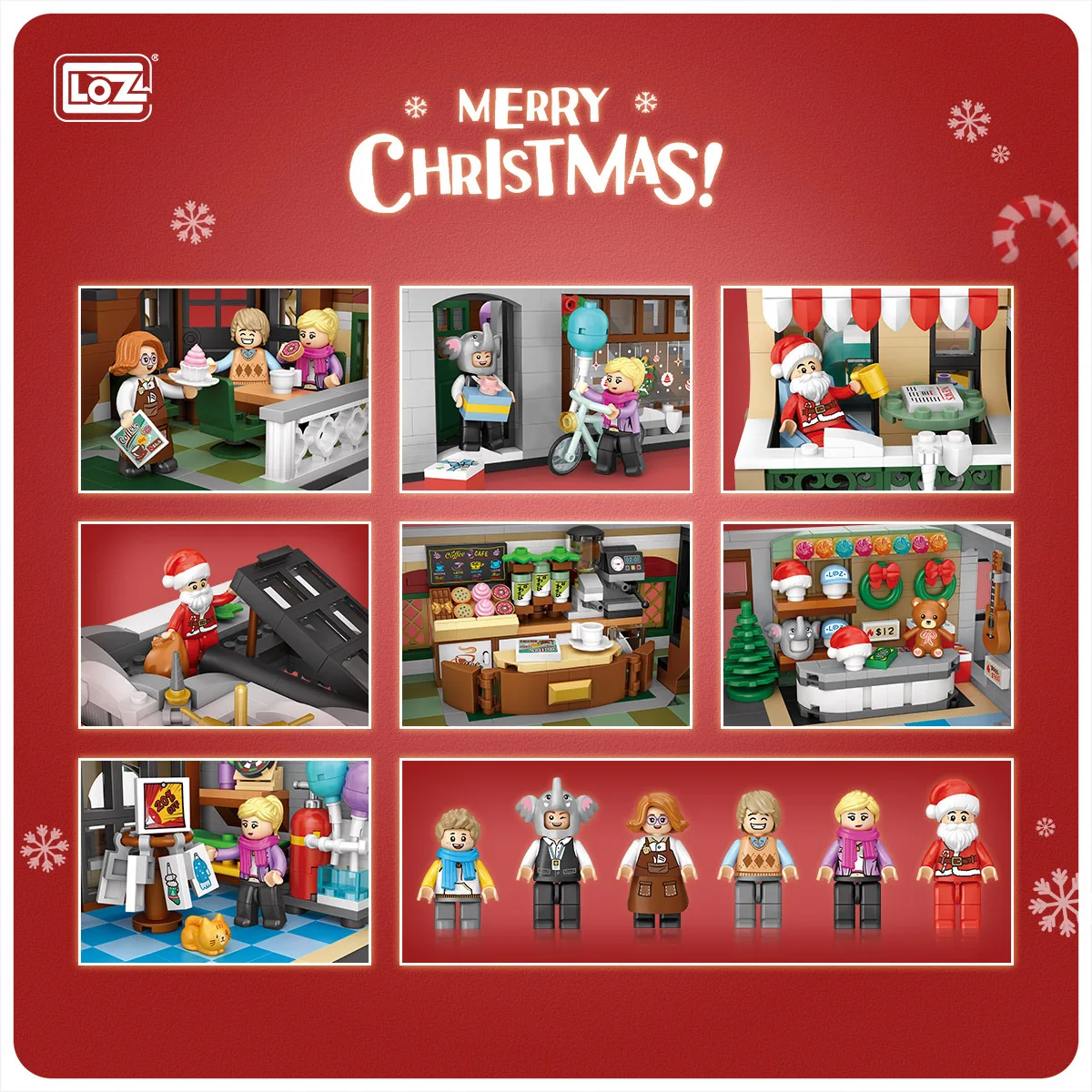 1054 LOZ mini Blocks Kids Building Bricks Boys Toys Puzzle Christmas Coffee House Girls Holiday Gift  2056pcs images - 2