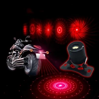 led car motorcycle laser fog light anti collision tail lamp auto moto braking parking signal warning lamps red line