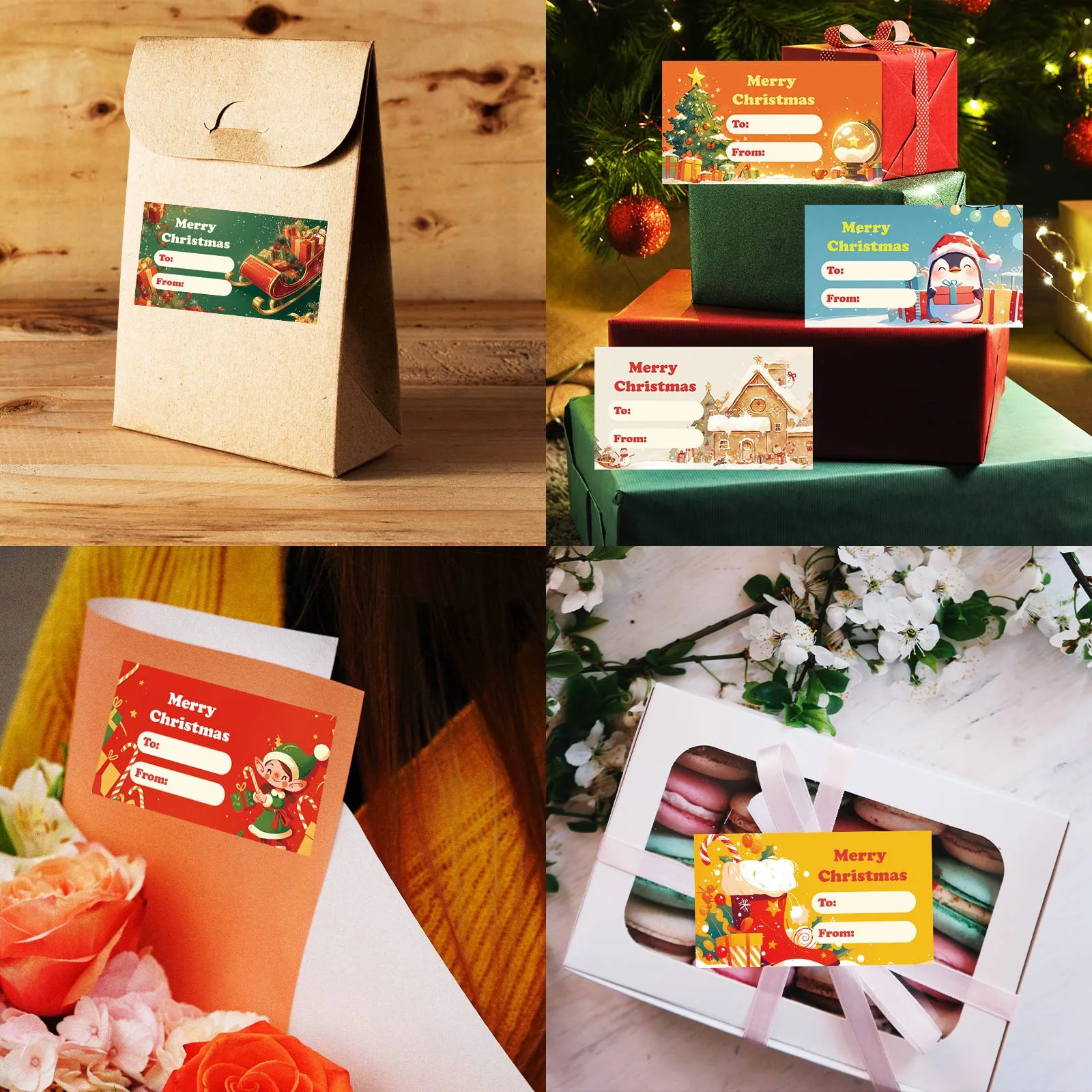 Рождественская наклейка с именем 3 в самоклеящихся наклеек этикетки