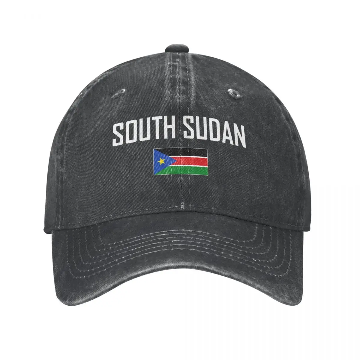 

Men Baseball Cap South Sudan Flag And Font Charcoal Washed Denim Classic Vintage Cotton Dad Trucker Hat Unisex Adult