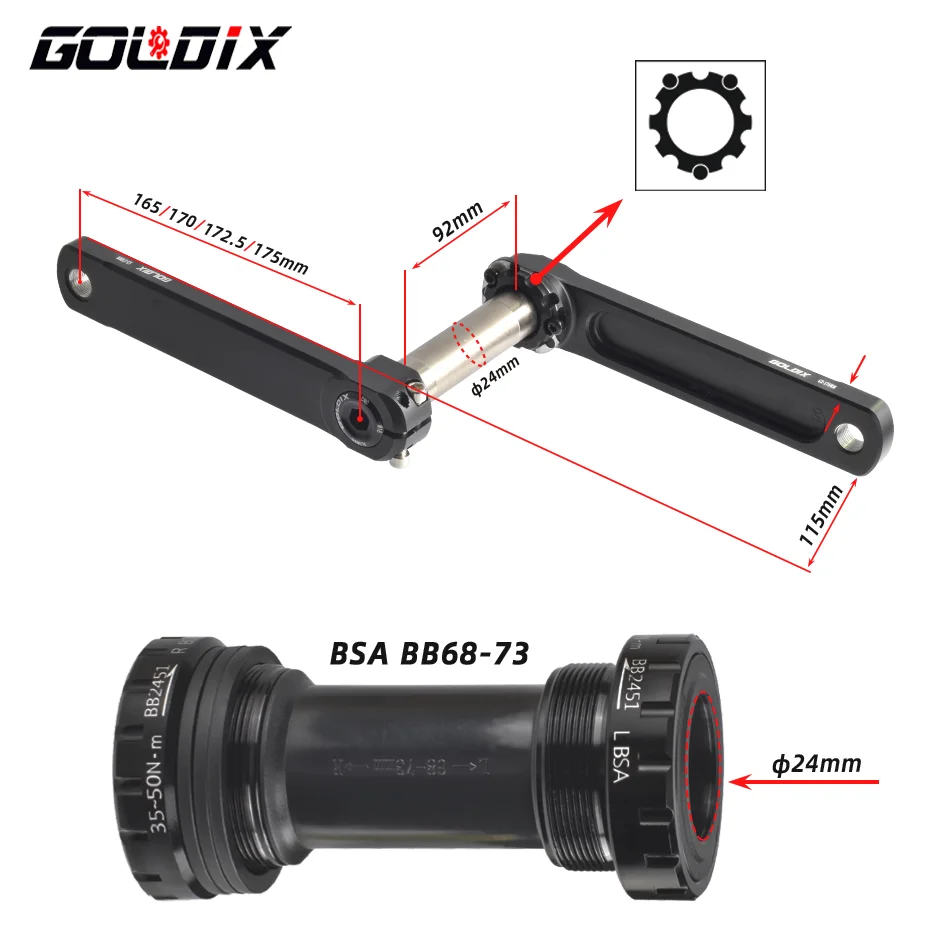 GOLDIX дорожный велосипед Crankset 165/170/172.5/175 мм длина рукоятка велосипеда GXP двойной