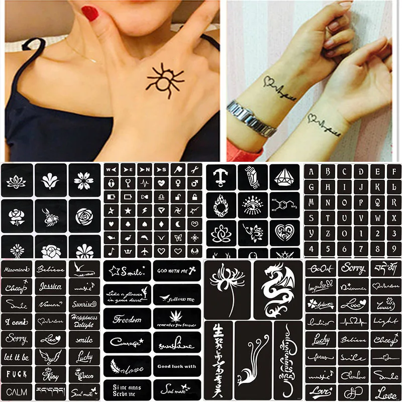 Temporary Tattoo Tattoo Stencils for Body Art Drawing Painting Decorations Multiple Choice Flower Arrow Letter Tattoo Supplies