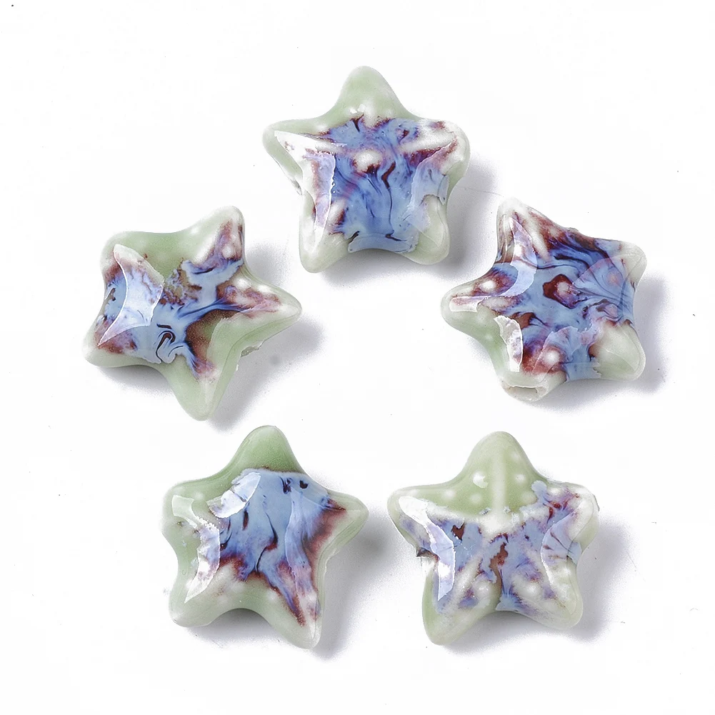 

100Pcs Handmade Porcelain Beads Starfish Colorful Ceramic Spacer Beads For Women Jewelry Making Necklace Bracelet Supplies