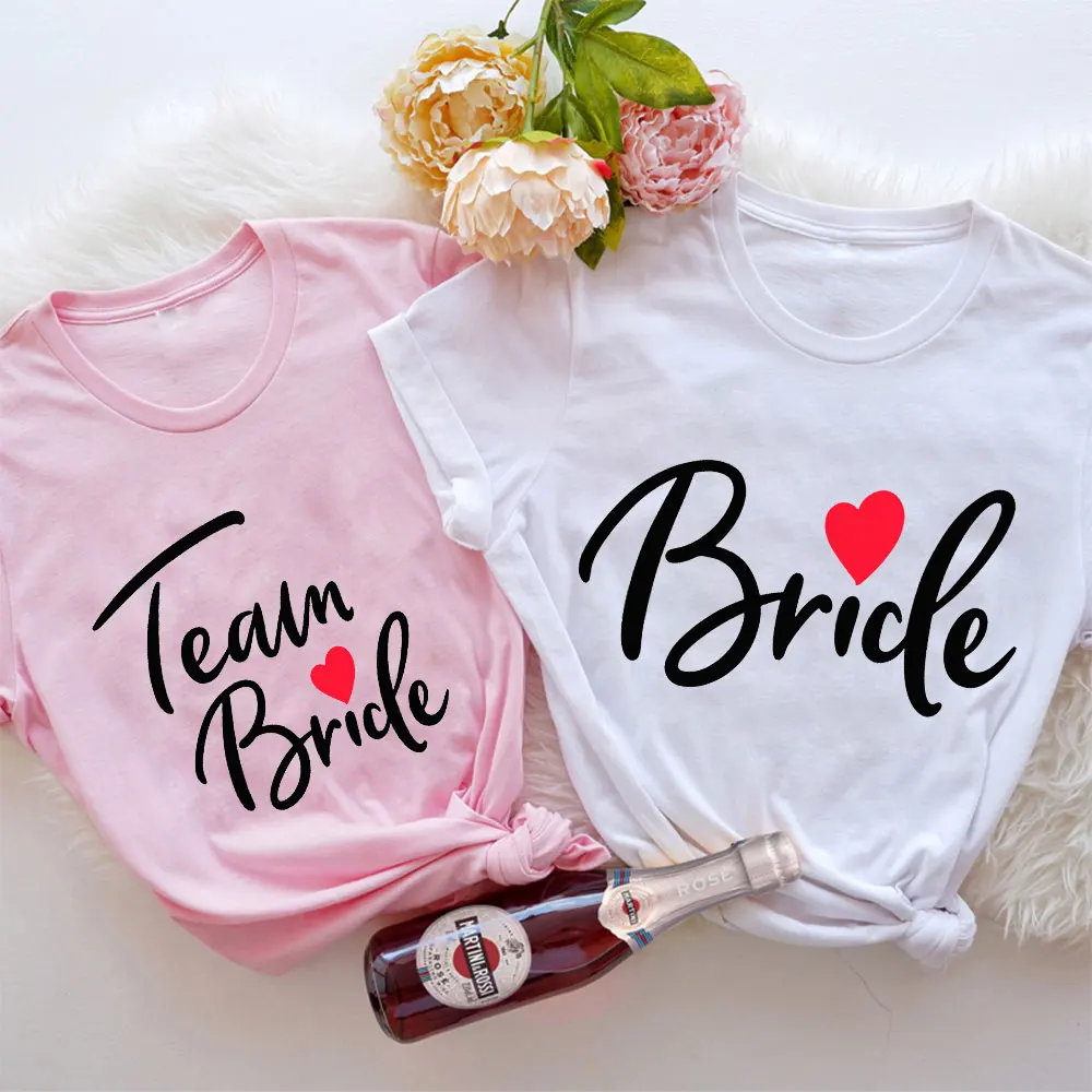 

Friends Team Bride T-Shirts Hen Party Summer Women Clothes Bridal Squad T Shirt Bridesmaid Shirt Bachelorette Party EVJF Tshirt