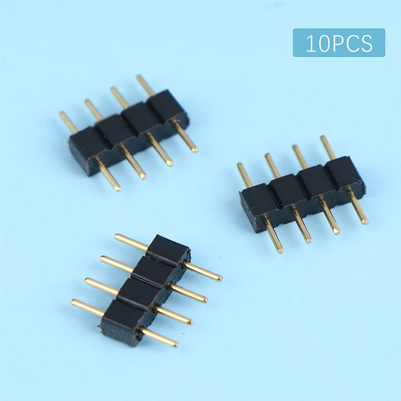 

10Pcs 4 Pin RGB Connector Adapter Pin Male Type Double 4P Colorful Lights Insert Connector For 5050 3528 RGB LED Strip