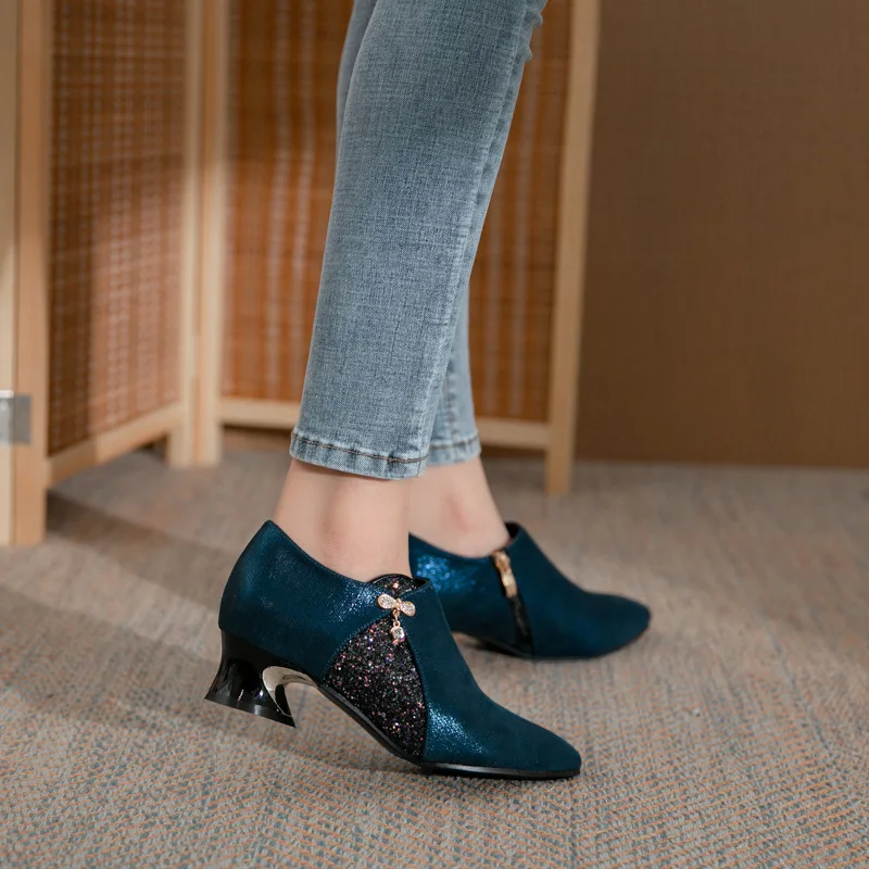 

Women's Fashion Shoes Woman New Thick Heel Shallow Mouth Footwear Shaped Heel Color Blocking Party Shoe Everyday All-match Shoes