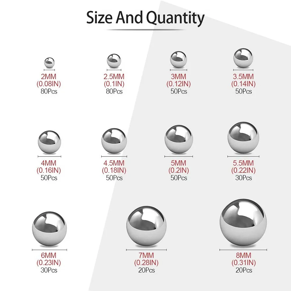 510 шт. твердый шарик из нержавеющей стали 304 2-8 мм высокоточные шарики подшипников