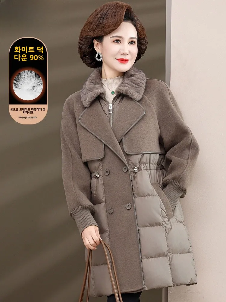 Женская зимняя одежда пуховик новинка 2024 шерстяное пальто женская на хлопковой