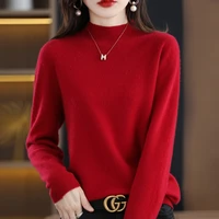 autumn and winter womens pullover 100 pure wool seamless ready to wear semi high collar skin friendly fashion knitted sweater