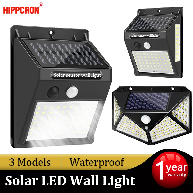 

100LED Solar Light Human Body Sensor Solar Lamp IP65 WaterproofOutdoor Light automatic adjust brightness Garden Street Light