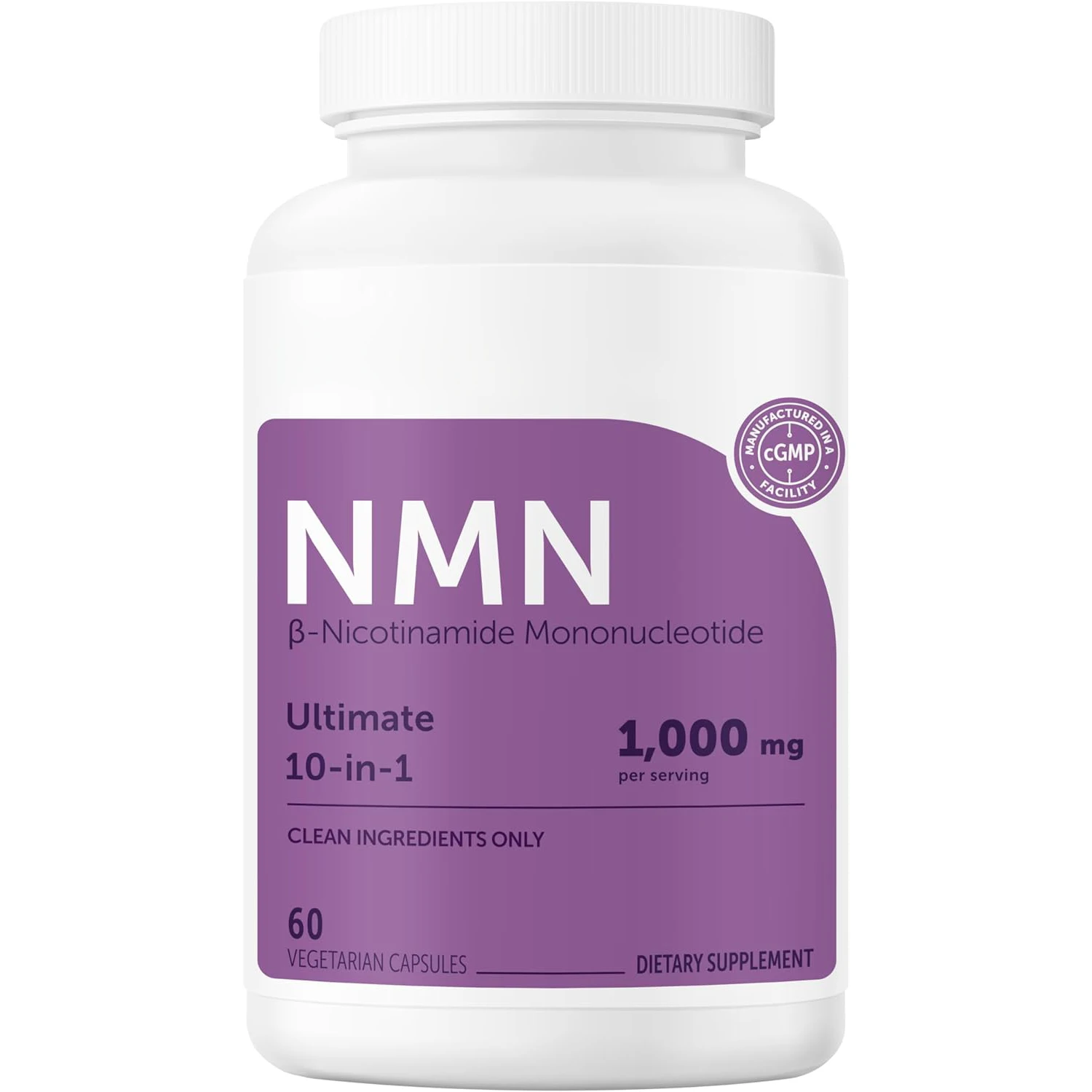 Фото Комплекс NMN 1000 мг, добавка NAD+ с ресвератролом - альтернатива NMNH - поддерживает клеточную энергию и уровень NAD+, 60 капсул №1